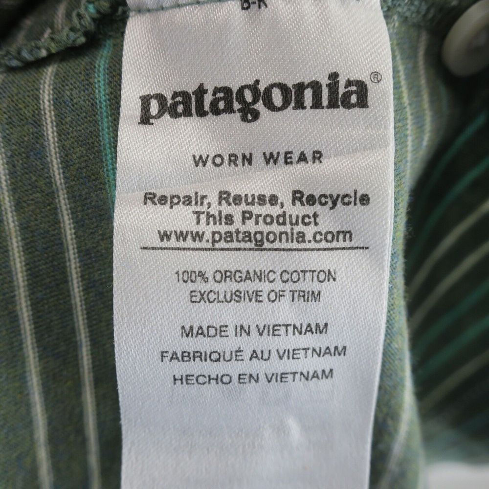 Patagonia Polo Shirt Mens Size L Organic Cotton Green Striped‎ - Picture 8 of 8